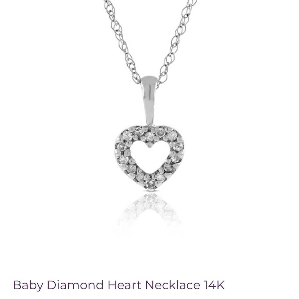 Tiny diamond heart necklace 14k white gold